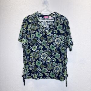 Cappagallo Woman Floral Short Sleeve Shirt Size 1X Cotton/Rayon, tropical, fresh